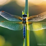곤충의 비행 메커니즘 연구 - **Prompt:** A hyper-realistic, high-speed photographic capture of a iridescent dragonfly in mid-flig...